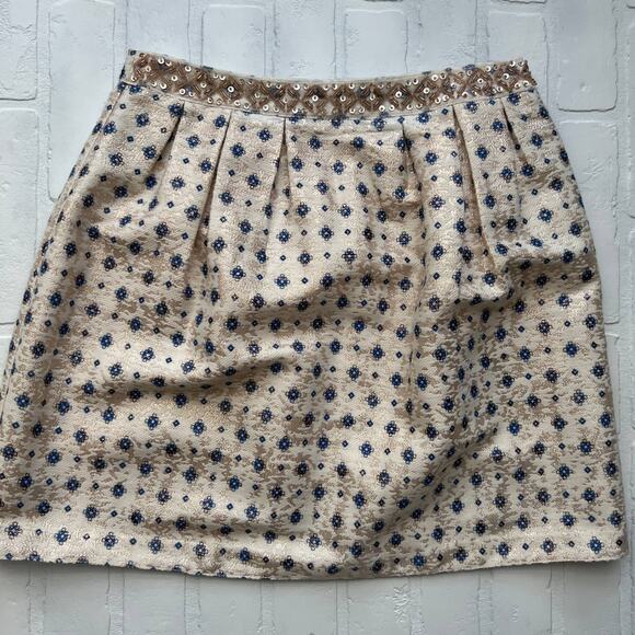 Miami Tulip Style Beaded Cream and Gold tapestry Skirt casual or dressy - sz M - Picture 1 of 6